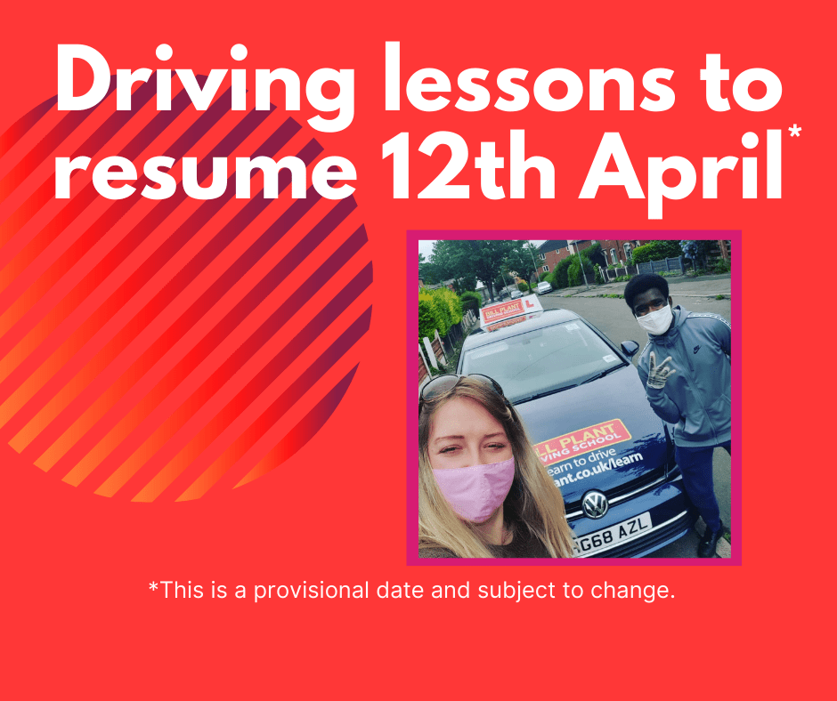 Driving lessons to resume 12th April