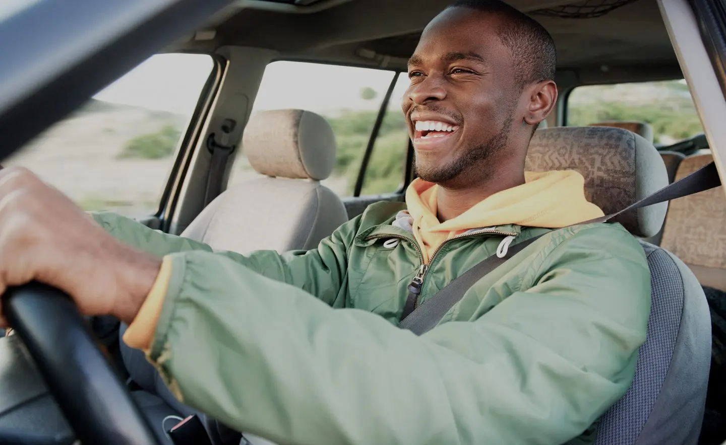 happy man driving